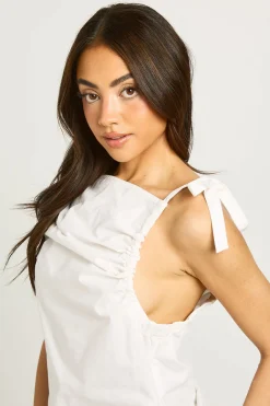 boohoo Haut En Popeline À Épaules Nouées<Femme Tops