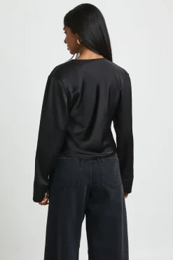 Haut En Satin À Col Bénitier Avec Détail De Nœud