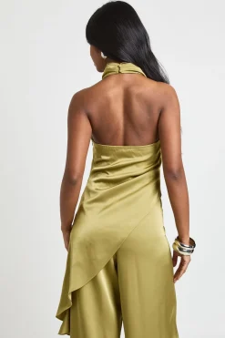 Haut En Satin À Col Bénitier Et Ourlet Asymétrique