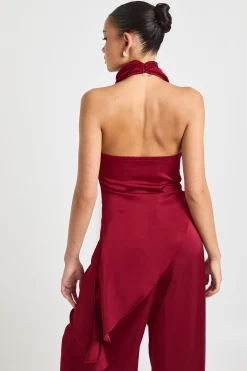 Haut En Satin À Col Bénitier Et Ourlet Asymétrique