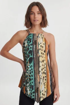 Haut En Satin De Viscose À Imprimé Animalier Multicolore