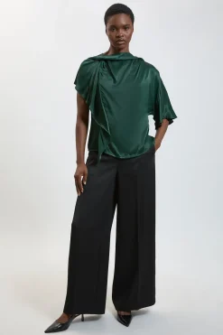 KarenMillen Haut En Satin De Viscose À Volant Asymétrique<Femme Satin Et Dentelle|Tops
