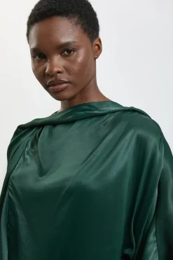 KarenMillen Haut En Satin De Viscose À Volant Asymétrique<Femme Satin Et Dentelle|Tops