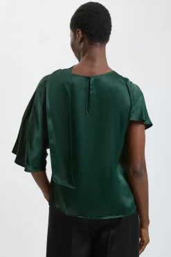 KarenMillen Haut En Satin De Viscose À Volant Asymétrique<Femme Satin Et Dentelle|Tops