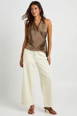 Haut En Satin Drapé À Encolure Licou