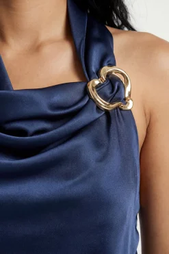 boohoo Haut En Satin À Encolure Américaine Avec Bordure Dorée<Femme Satin Et Dentelle|Tops