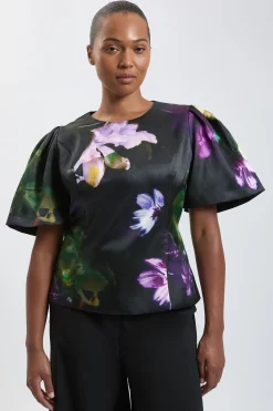 KarenMillen Haut En Sergé À Imprimé Fleuri Grande Taille<Femme Tops D’Automne|Tops