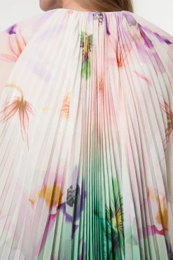 Haut en tissage à manches cape plissées et motif floral avec décolleté plongeant