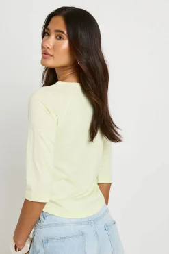 boohoo Haut En Tissu Slub À Manches 3/4 Et Ourlet Arrondi<Femme Tops