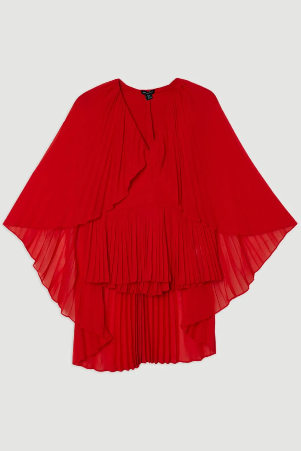 Haut en tissu tissé avec manches cape plissées et décolleté plongeant