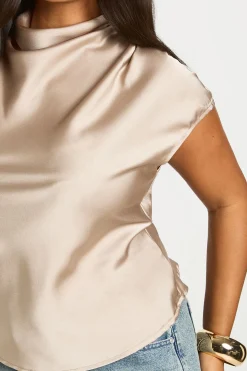 Haut Fluide Grande Taille Col Montant En Satin