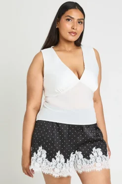 Haut Fluide Grande Taille En Satin À Décolleté Plongeant Cache-cœur
