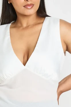 Haut Fluide Grande Taille En Satin À Décolleté Plongeant Cache-cœur
