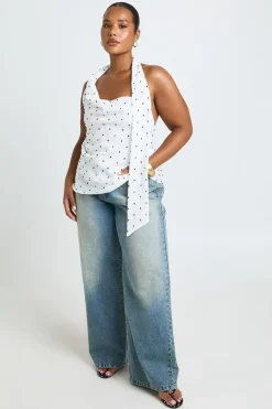 Haut Foulard À Pois Grande Taille