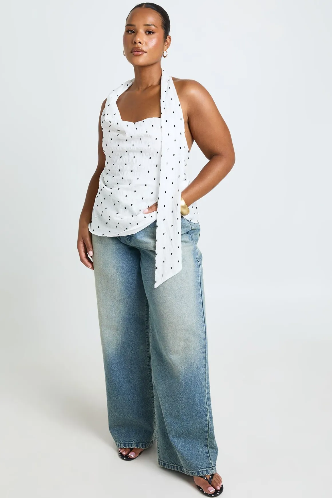 Haut Foulard À Pois Grande Taille