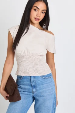 boohoo Haut Froncé Asymétrique<Femme Tops