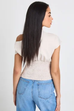 boohoo Haut Froncé Asymétrique<Femme Tops