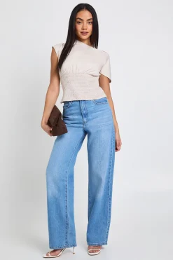 boohoo Haut Froncé Asymétrique<Femme Tops