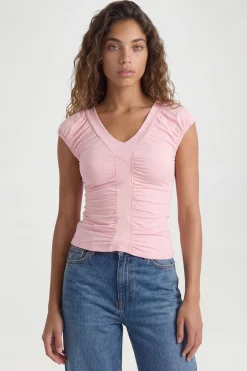 boohoo Haut Froncé En Tissu Slinky Mat Avec Encolure En V Et Bordure Épaisse<Femme Tops
