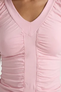 boohoo Haut Froncé En Tissu Slinky Mat Avec Encolure En V Et Bordure Épaisse<Femme Tops
