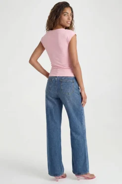 boohoo Haut Froncé En Tissu Slinky Mat Avec Encolure En V Et Bordure Épaisse<Femme Tops