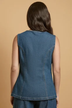 Oasis Haut Gilet En Denim<Femme Tailleurs|Denim
