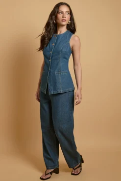Oasis Haut Gilet En Denim<Femme Tailleurs|Denim