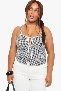 Haut Gingham à nouer sur le devant