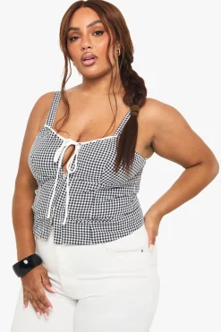 Haut Gingham à nouer sur le devant