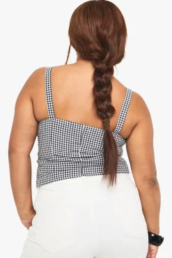Haut Gingham à nouer sur le devant