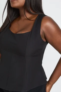 boohoo Haut Grande Taille Ajusté À Basque Et Encolure Carrée<Femme Tops