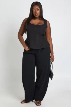 boohoo Haut Grande Taille Ajusté À Basque Et Encolure Carrée<Femme Tops