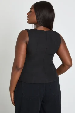 boohoo Haut Grande Taille Ajusté À Basque Et Encolure Carrée<Femme Tops