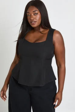 boohoo Haut Grande Taille Ajusté À Basque Et Encolure Carrée<Femme Tops