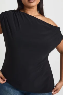 boohoo Haut Grande Taille Asymétrique à Épaules Dénudées<Femme Tops