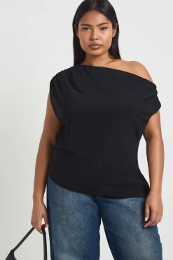 boohoo Haut Grande Taille Asymétrique à Épaules Dénudées<Femme Tops