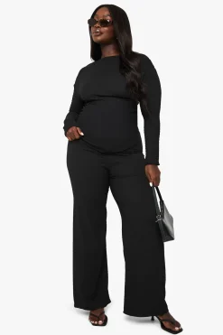 Haut grande taille asymétrique à effet froissé et manches longues