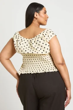 boohoo Haut Grande Taille Bardot En Crêpe À Pois<Femme Pois|Tops