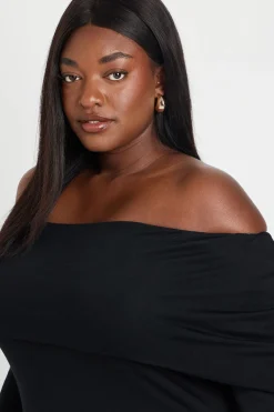boohoo Haut Grande Taille Bardot À Ourlet Asymétrique<Femme Tops