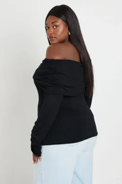 boohoo Haut Grande Taille Bardot À Ourlet Asymétrique<Femme Tops