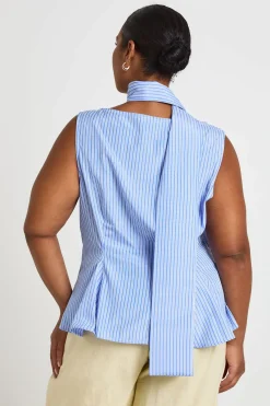 boohoo Haut Grande Taille À Basque Rayé Avec Bretelles Et Foulard Amovible<Femme Tops
