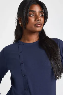 Haut Grande Taille à Boutonnage Latéral et Manches Longues
