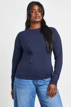 Haut Grande Taille à Boutonnage Latéral et Manches Longues
