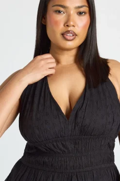 boohoo Haut Grande Taille Broderie Anglaise Col Licou Froncé<Femme Tops