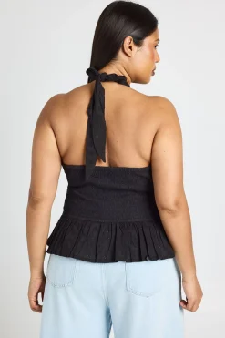 boohoo Haut Grande Taille Broderie Anglaise Col Licou Froncé<Femme Tops