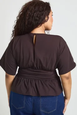 Haut Grande Taille À Buste Froncé Et Détail Taille Corset