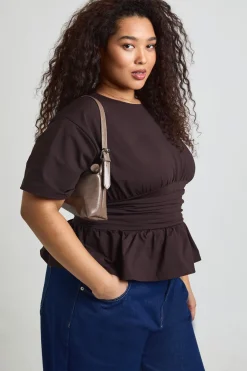 Haut Grande Taille À Buste Froncé Et Détail Taille Corset