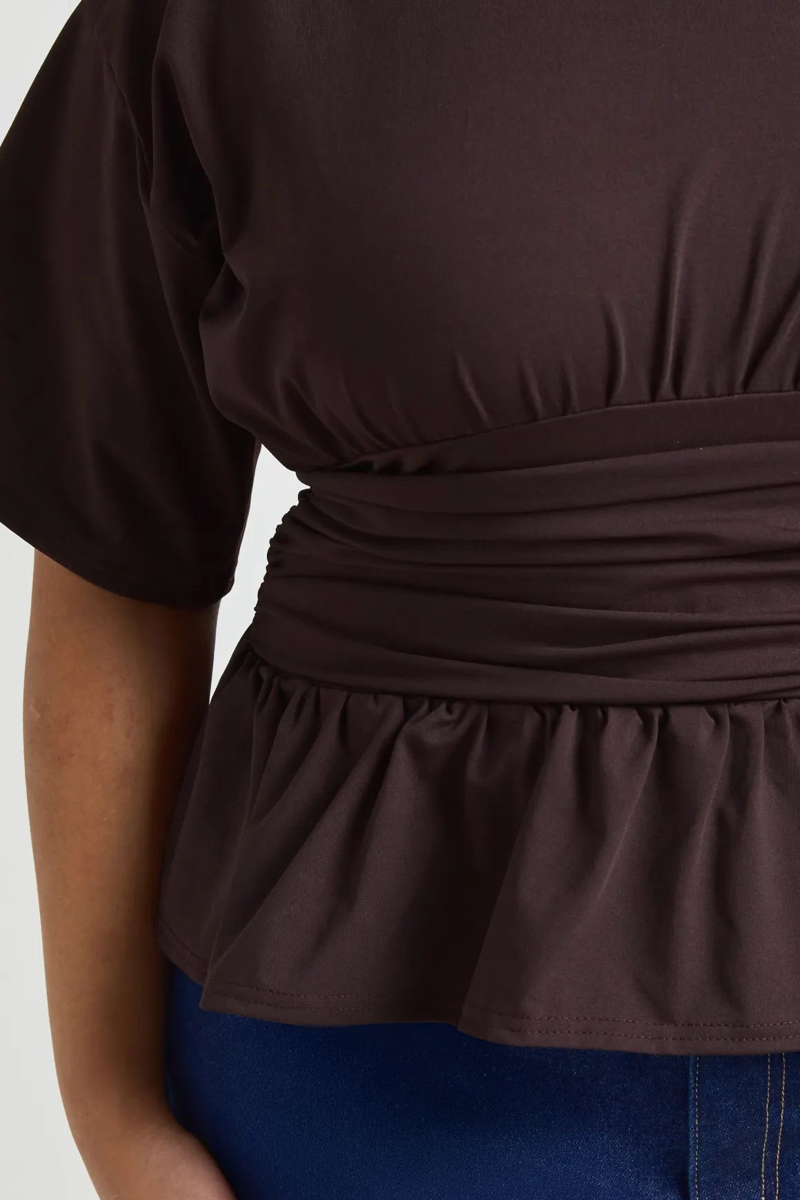 Haut Grande Taille À Buste Froncé Et Détail Taille Corset