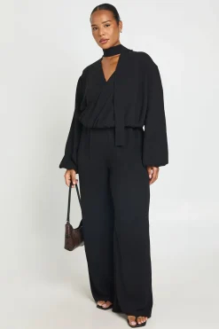 boohoo Haut Grande Taille Cache-cœur À Manches Ballon Et Détail Foulard<Femme Tops