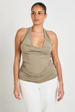Haut Grande Taille Col Bénitier Dos Nu Avec Détails Cloutés